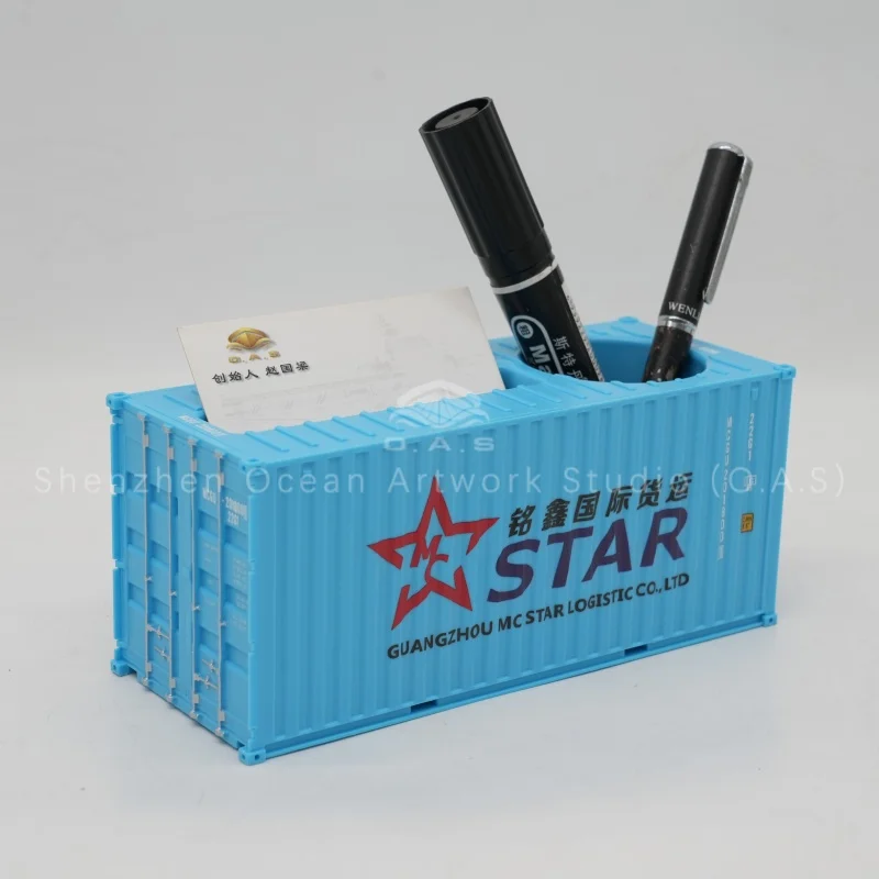 This CMA CGM container pen holder model is crafted from premium ABS material. Custom-made with logo & color available. Perfect business gift for logistics & shipping industry, exquisite desktop ornament for office display, souvenir for corporate events, support bulk wholesale.Amber@vesselmodel.com Tel:+86 18038048785