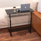 Hot Sale Studying Working Wooden Living Room Bedroom Furniture Mobile Height Adjustable Bedside Laptop Desk With Wheels/