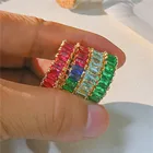 Gold Gold Plated Zircon Ring Eternity Rings Rainbow Stone Cubic Zirconia Ring Diamond