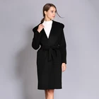 Latest Design Women Wool Coat Hooded Cashmere Jacket Genuine Wool Coat With Belt