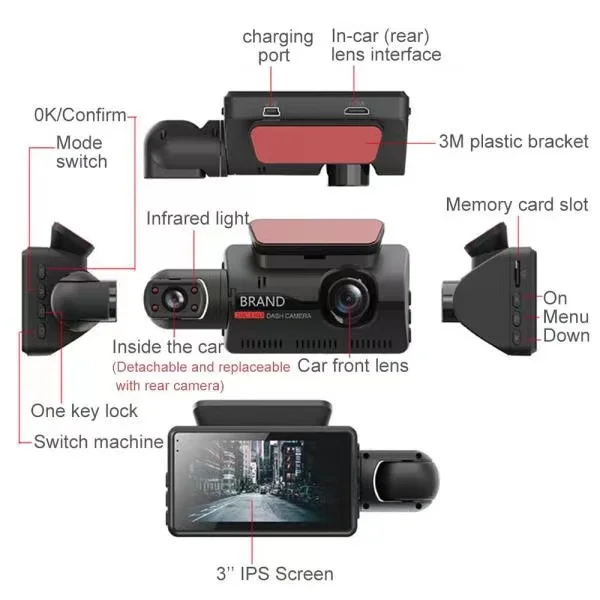 Hot Sale Dash Cam 3/3.5 Inch Ips Screen Wifi Dash Camera 1080p Front