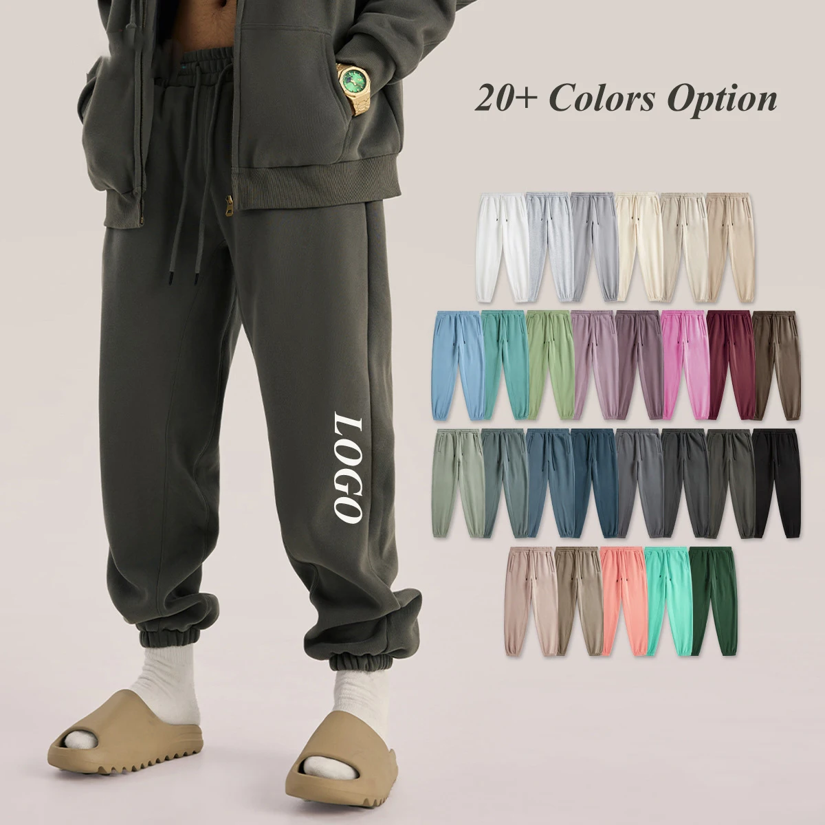 2023 Autumn and Winter Heavyweight Unisex Sweatpants Trousers Solid Color High Street Fleece Oversized Men's Jogging Pants