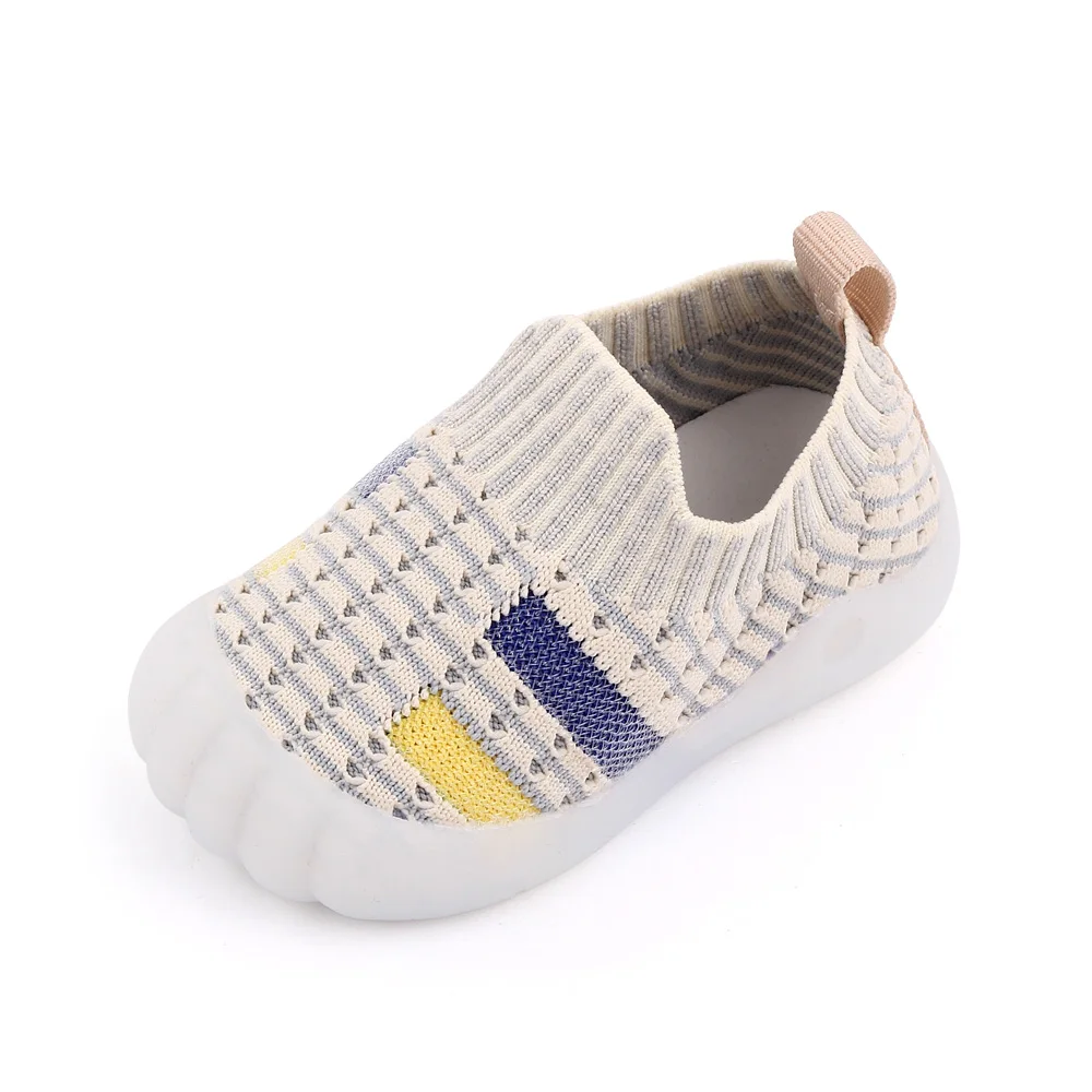 Mesh Breathable Rubber Sole Non-slip Children's Flying Woven Kids Casual Toddler Shoes manufacture