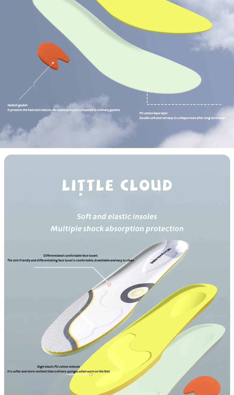 H7f09ffd4e7f74f2cb4ee648d3f61f1dfB 2026 New PU Cotton Sports Insole Soft Elastic EVA Gel Daily Sports Shock Absorption Pressure Relief Bouncy Foot Beds