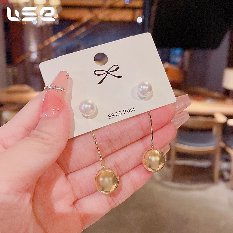 S925 sterling silver personalized simple long tassel pearl fashion jewelry earrings for women