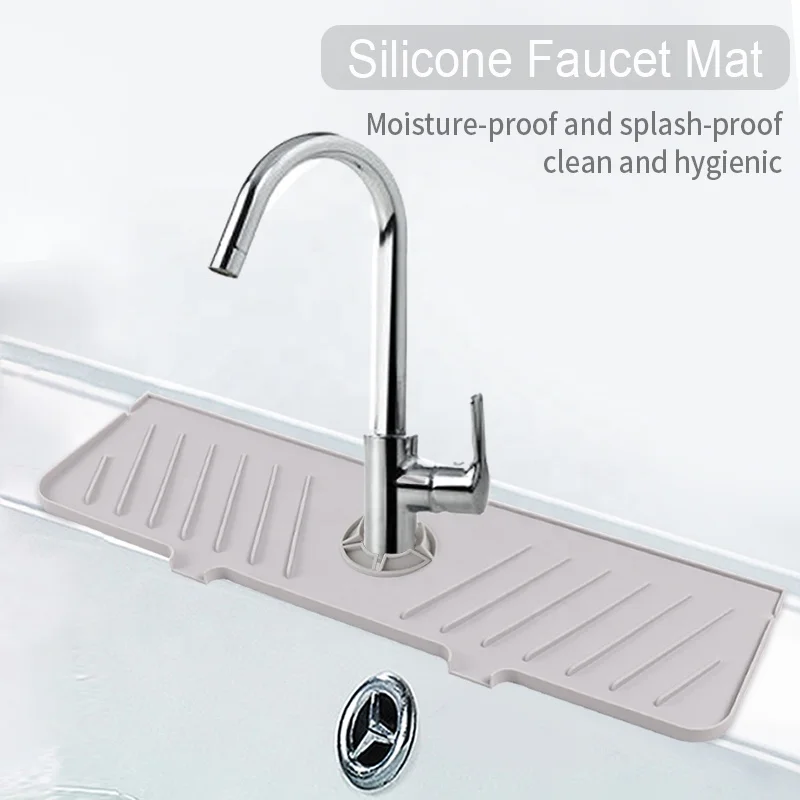 Wellfine Customized  Silicone Sink Faucet Mat Draining  Pad  Silicone Sink Faucet Absorbent Water Catcher  Mat For Kitchen Sink