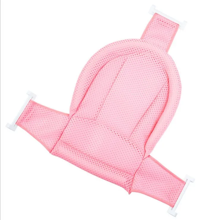 Baby Bath Seat Infant Bathing Seat Support Mat Adjustable Comfortable Non-Slip Baby Shower Net Bathtub Sit Up Mesh for Newborn Pink 