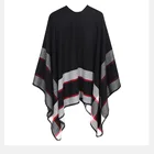 Cape 2020 Ladies Big Size Fashion Check Cape Acrylic Knitted Plaid Poncho Color Block Shawl Scarf