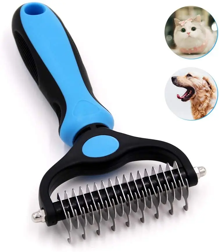 ECARE Dog 2 Sides Undercoat Rake Pet Grooming Brush Effectively Reduces Shedding Professional Dog Grooming Brush Pet Deshedding Tool for Dogs and Cats Pets 