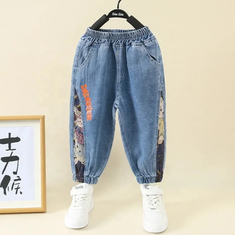 Baby Kids Jeans Pants Washed Toddler Baby Girls and Boys Denim Trousers Full Length Children New Fancy Legging Elastic Boutique