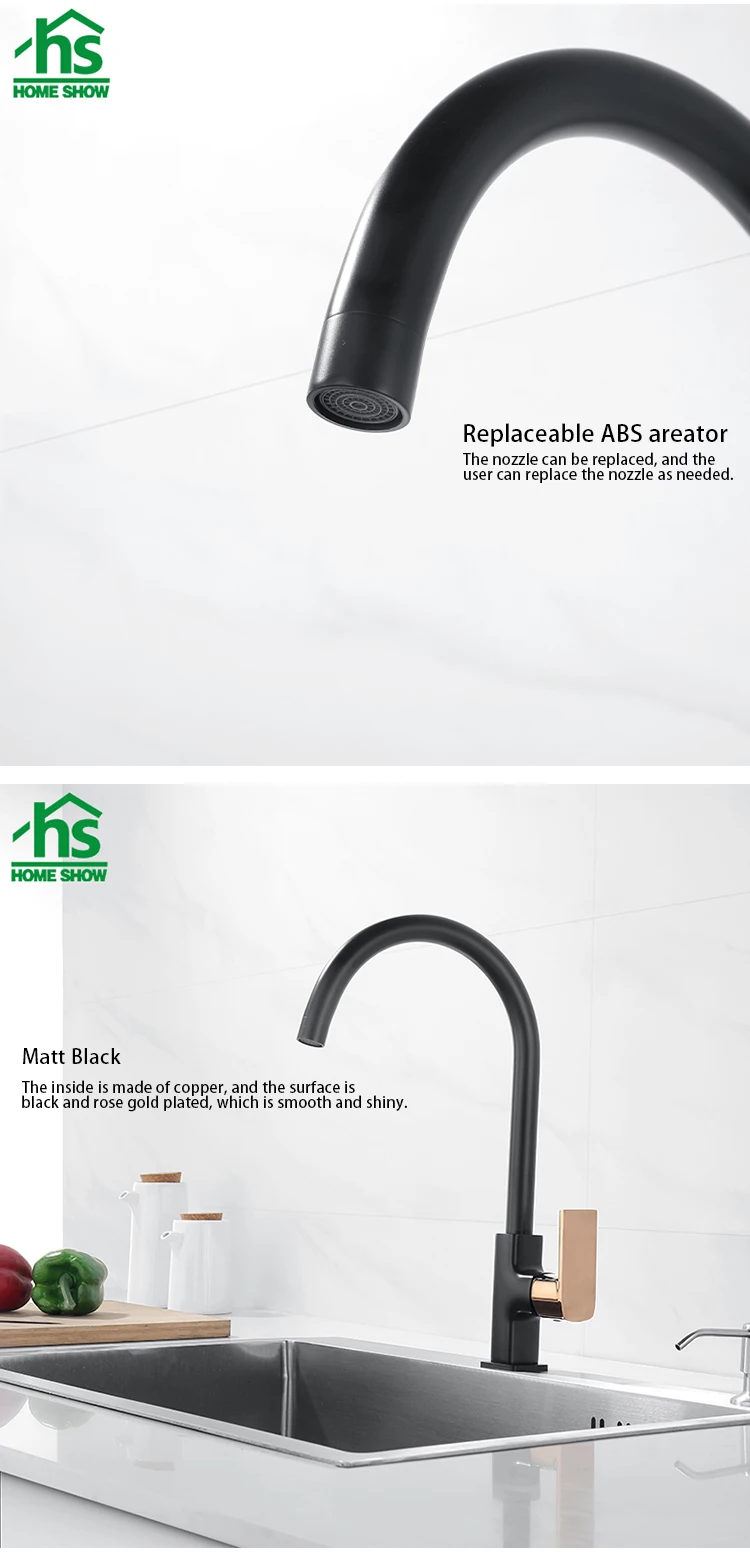 homeshow kitchen sink faucet:brass material & black gold
