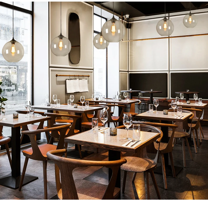 Vintage Industrial Glass Shade Loft Pendant Light E27 Retro Indoor Lighting restaurant dinning room