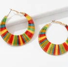 Coloful Hoop Boho Coloful Fabric Hoop Earring Bohemian Earring Women Boho Big Hoop Earring