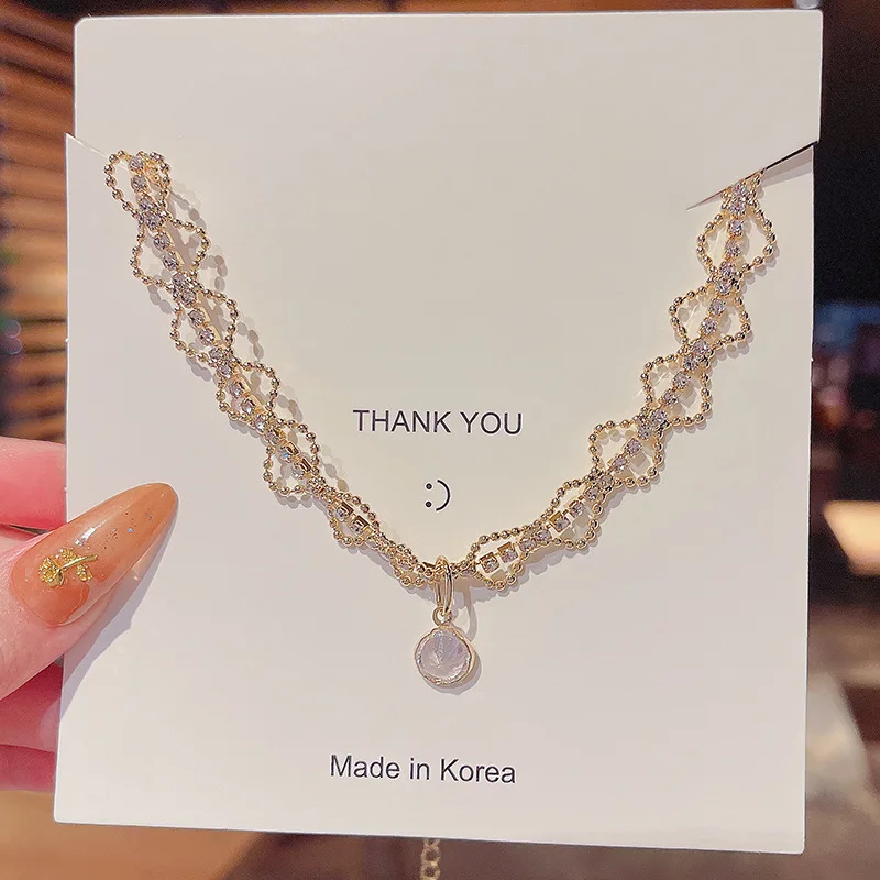 exquisite Zircon necklace women 2022 year new trend light luxury temperament necklace advanced fashionable clavicle chain