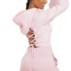 Lace Hoodie Hoodied Hoodie Street Style Ladies Long Sleeve Sexy Back Lace Up Slim Crop Hoodie