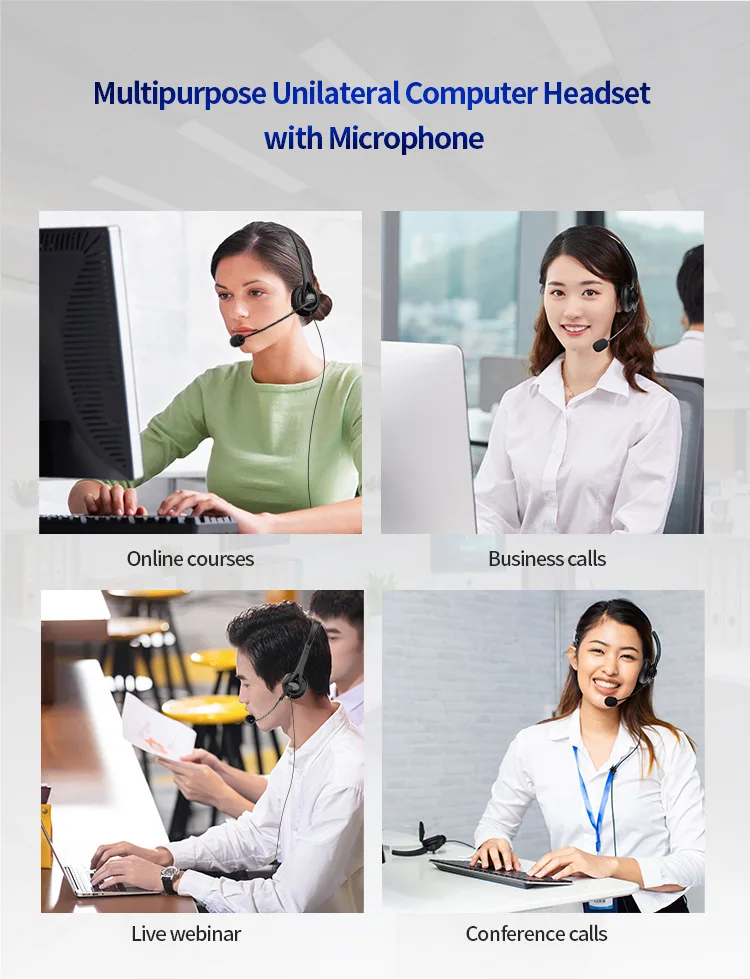 Hot Sell Mono Call Center Microphone Usb Headphone Pc Earphone Wired Headset Mic With Office Phone Business Rotatable Mic