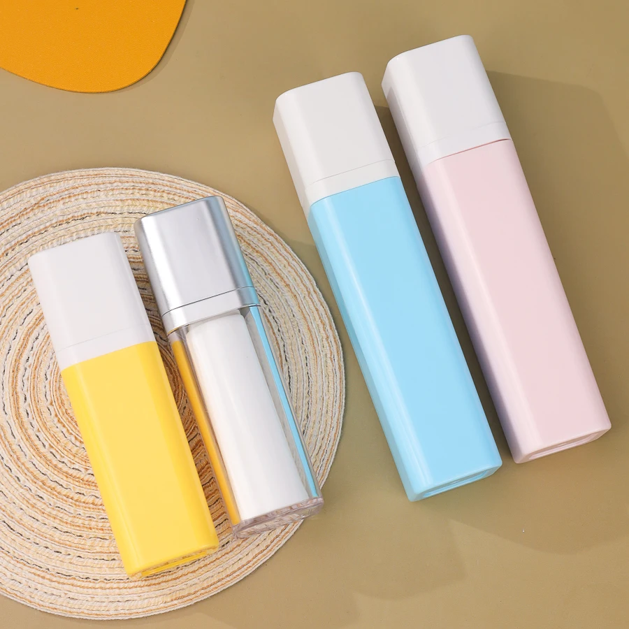 Square Colorful Plastic 30ml 50ml Cosmetic Airless Serum Pump Bottles for Skincare