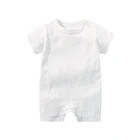 Cotton Clothes Baby Summer Short-sleeved Cotton Blank Custom Clothes Solid Color Baby Jumpsuit