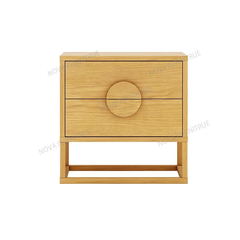 NOVA High Quality Oak Solid Wood Bedroom Lamp Table Factory Wholesale Modern Furniture Small Bedside Table 2 Drawers Nightstand