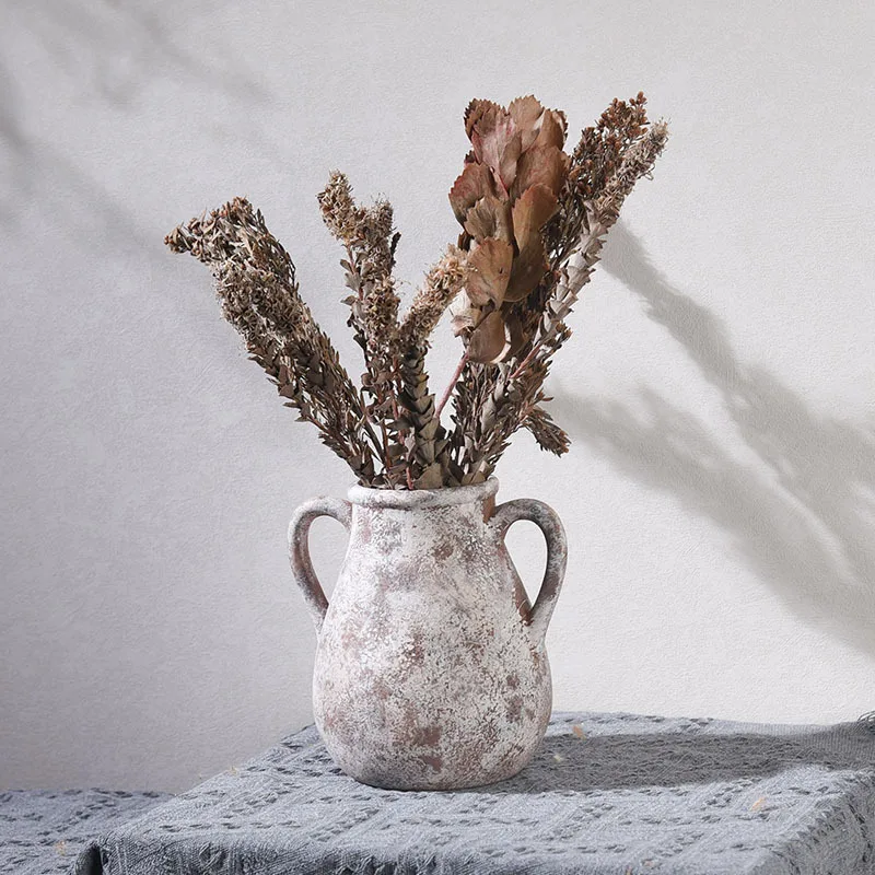 product best seller high end ceramic jar soft decoration living room retro ceramic jar vase for homestay flower arrangement625-12