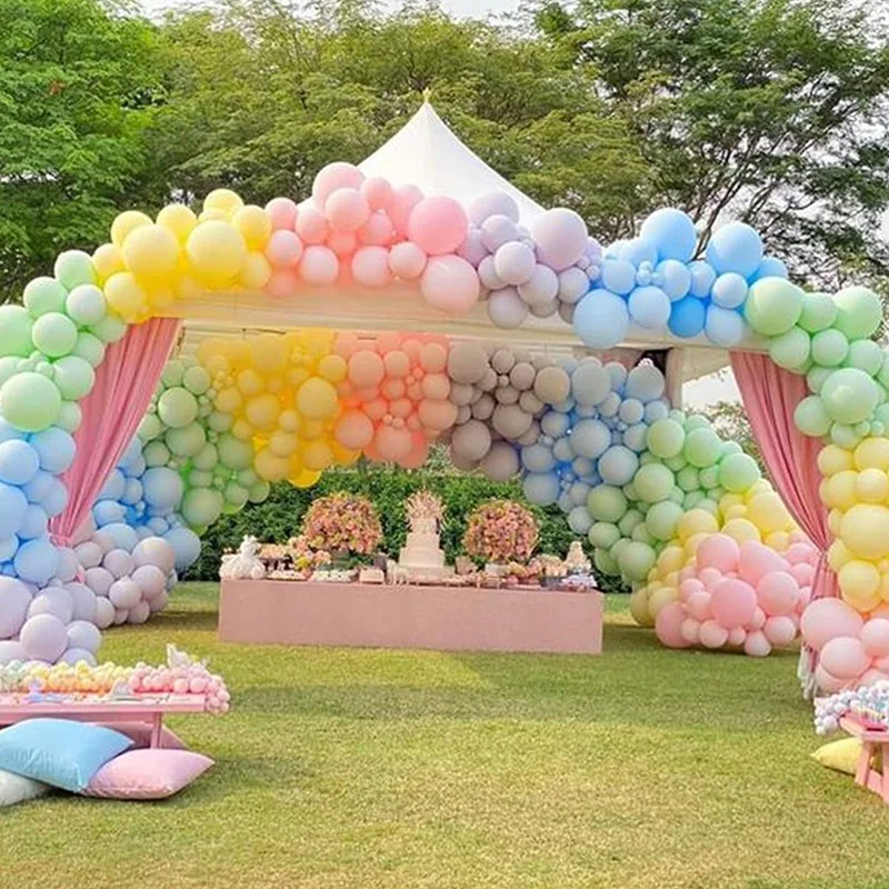 2023 Custom rainbow Macaron balloon pink blue birthday balloon arch kit children's party decoration