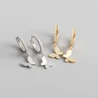 Hoop Earrings Pave Sterling Silver Butterfly Hoop Earrings Micro Pave Cz Diamond Earrings