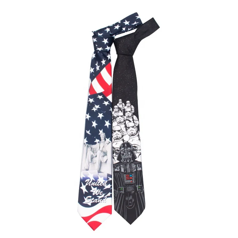Hot Sale Classic Men Neck Tie Custom Flag Printed 100% Polyester Men's Private Label Neckties