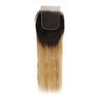 Weave STW Ombre Hair Extensions Weft 8A Brazilian Virgin Hair Straight Human Hair Weave Bundles 1B 27 With Lace Closure