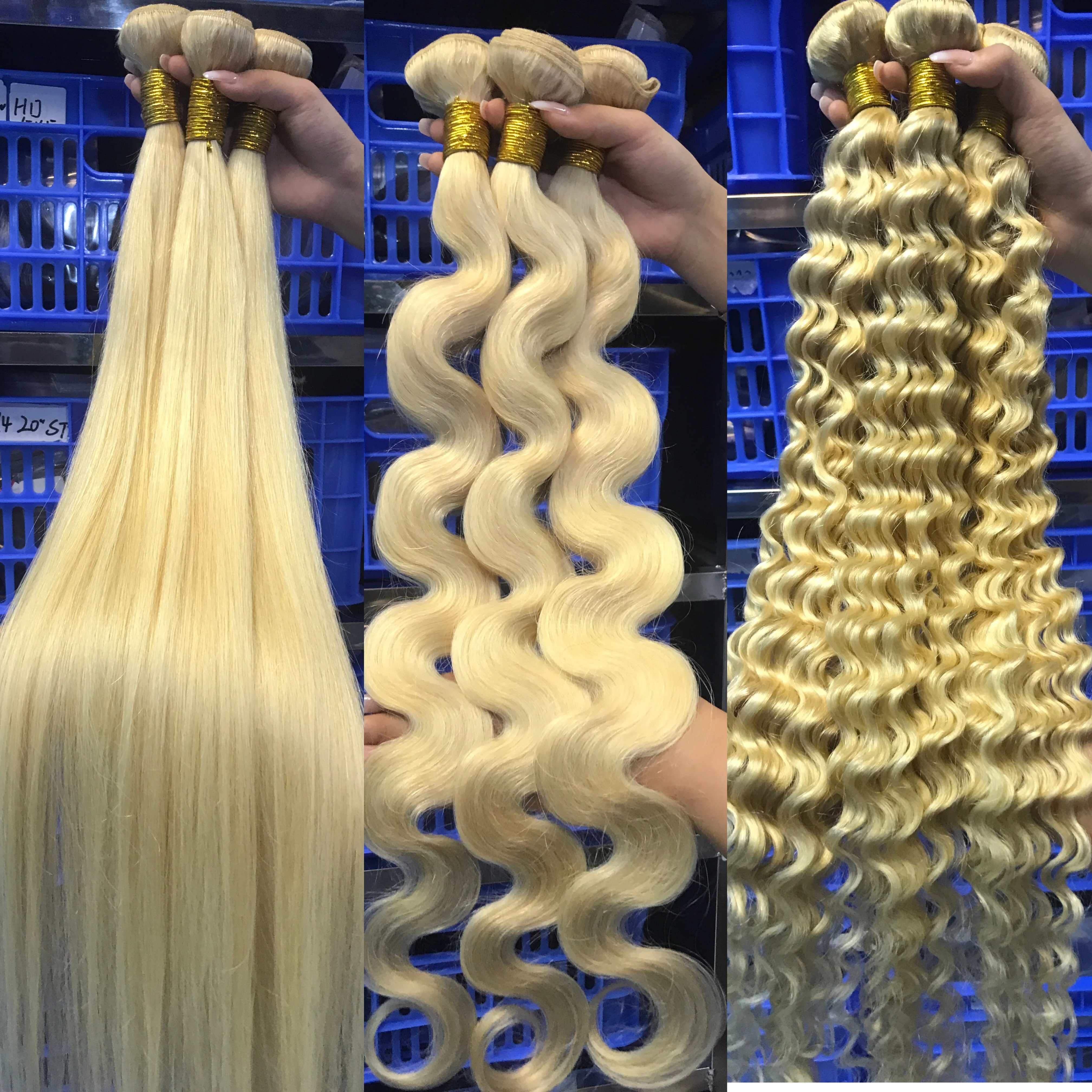 Wholesale 613 Blonde Virgin Deep Wave Hair,Honey Blonde Brazilian Human Hair Weave,Virgin Mink 613 Blonde Brazilian Hair Bundle