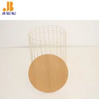 Iron Table New Design Metal Iron Wire Coffee Table Round Side Table With Mdf Wood Cover