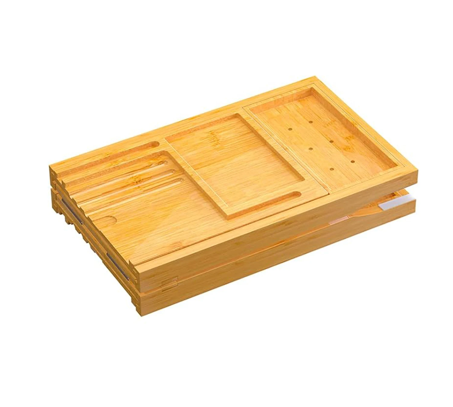 product premium bamboo bathtub caddy tray expandable foldable bath tray with anti slip grips soap wine phone-0