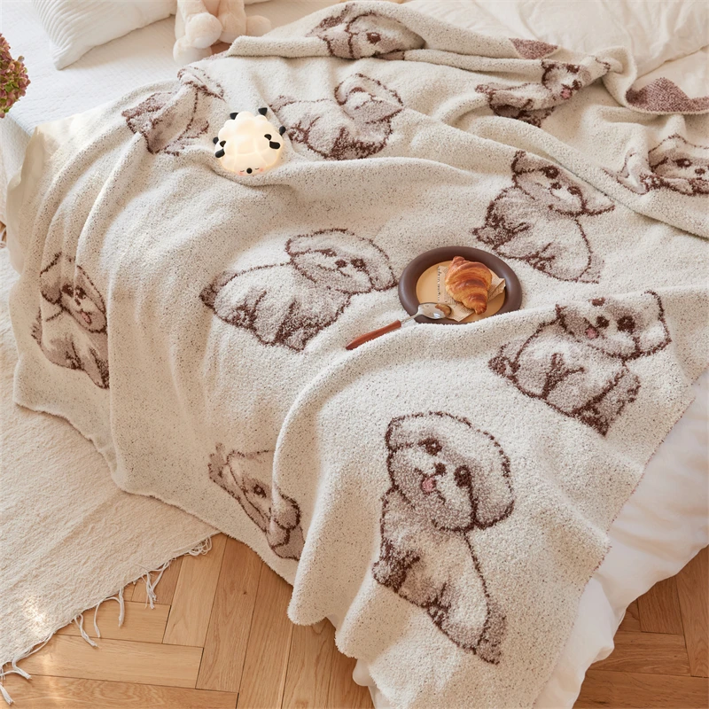 product bd cute puppy knitted blanket soft and comfortable not to be missed for those who love puppies-59