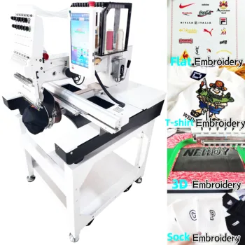 Embro Ninjas 15/12 Needle Automatic Single Head Cap Embroidery 1 Head Used spare parts cheapest Mini Embroidery Machine