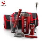 Cocktail Factory Direct Stainless Steel Cocktail Boston Shaker Bar Tools Set With PU Leather Bag