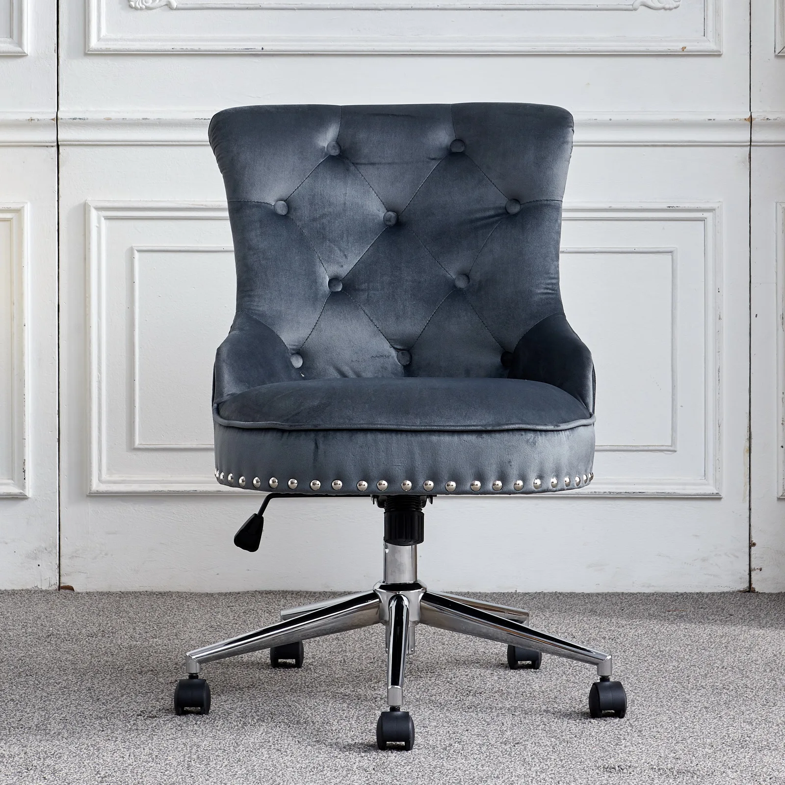 dark grey vanity chair