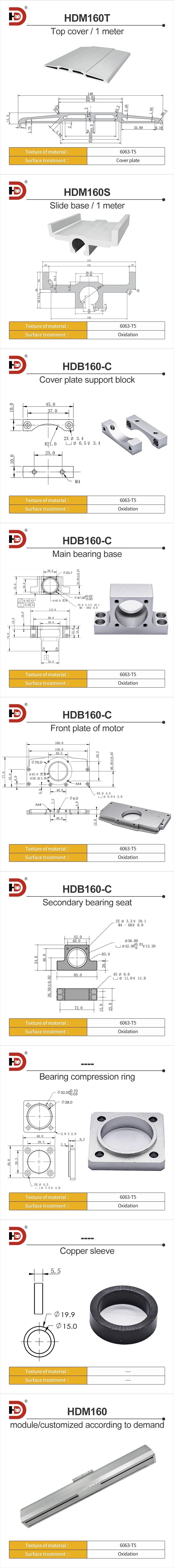 160 Wide Module Aluminum Profile Slide Table Linear Linear Motion Platform Slider Mechanical Arm Module Synchronous Belt details