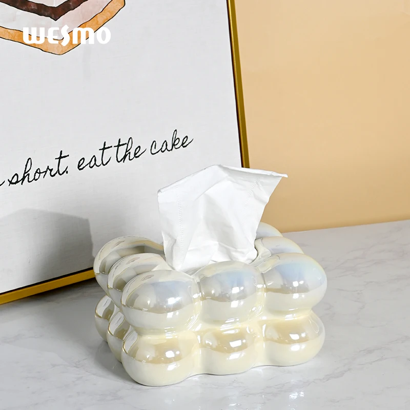 Factory Customized Ceramic Tissue Box Cover Tissue Holder table napkin holders luxury tissue box white