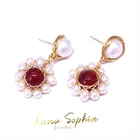 Natural Agate Earrings Hot Selling Baroque Natural Pearl Red Agate Wire Stud Earrings Gold-plated