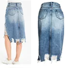 Skirt WANLI Custom Irregular Tassels Ladies Jeans Skirt Ripped Hip Lifting Plus Size Women's Jeans Skirt