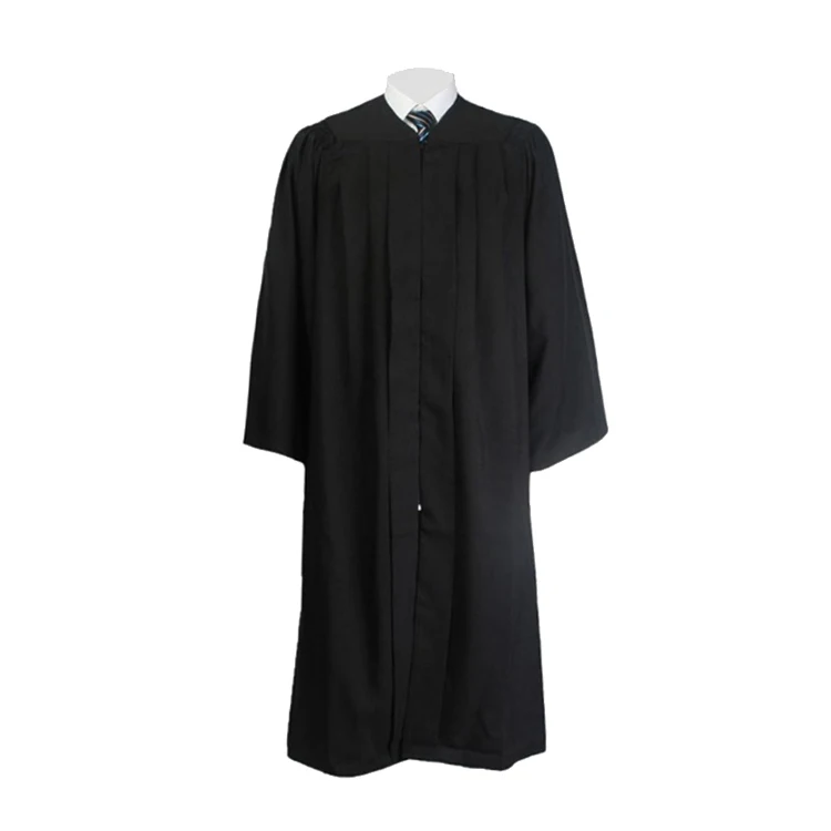 University Unisex Black Fluted Deluxe Bachelor Graduation Gown Robe With Elegant Fluting supplier