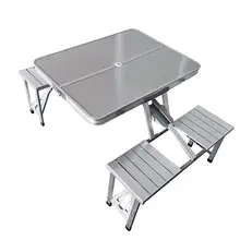 Portable 4-Person Aluminum Alloy Folding Table with Chairs for Outdoor Camping Picnics Parks and Dining