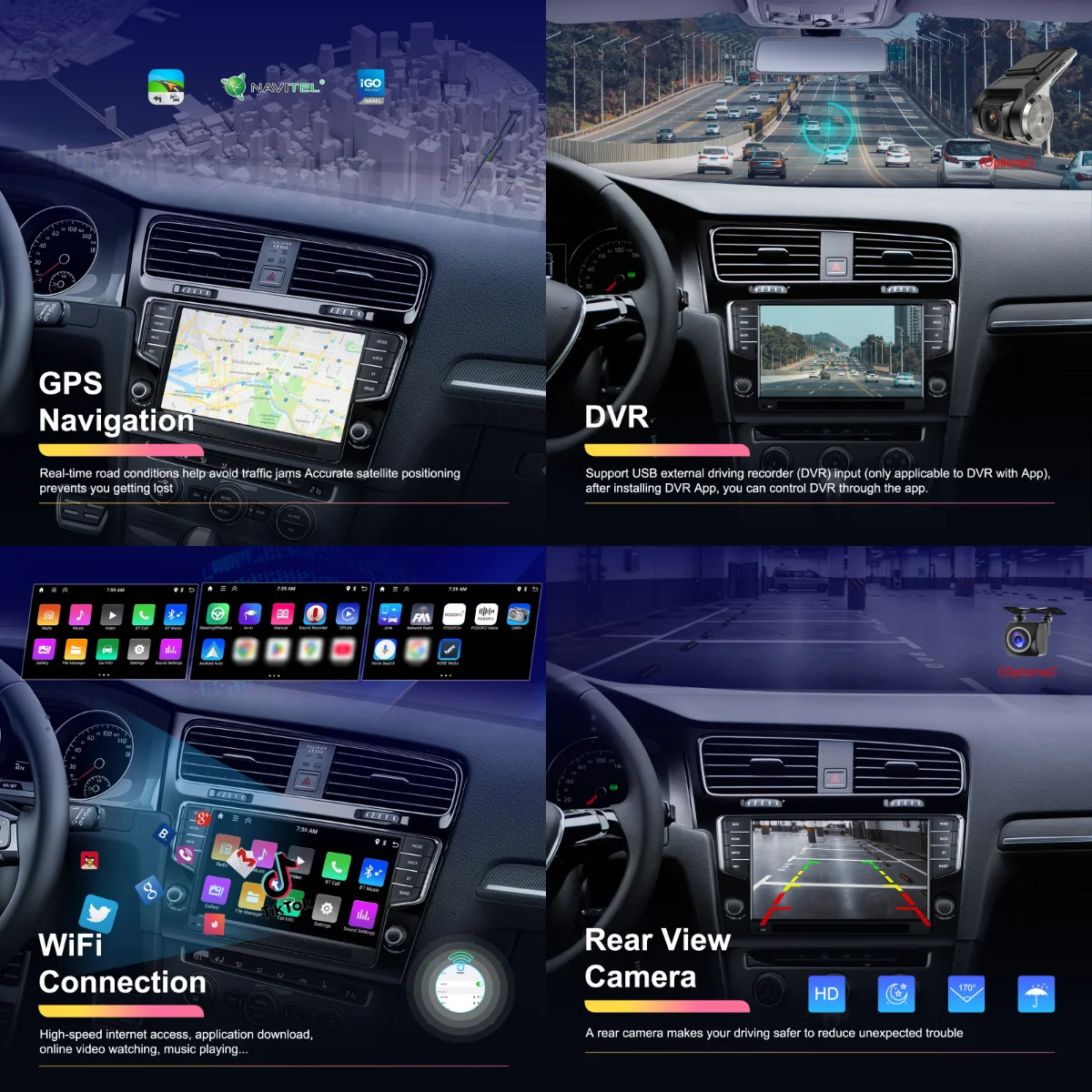 podofo 9 double din 264gb android car radio frame autoradio carplay android auto car stereo gps for vw golf 2014 2020 obd2 a4421-4