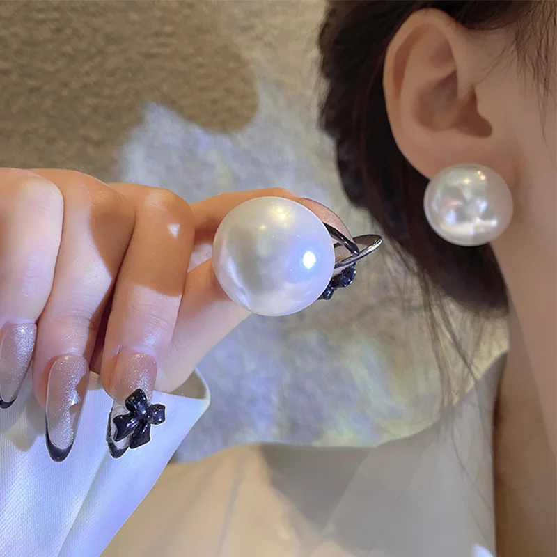 simple big pearl earrings women 2022 year new trend light luxury unique earring atmosphere exaggerate earrings