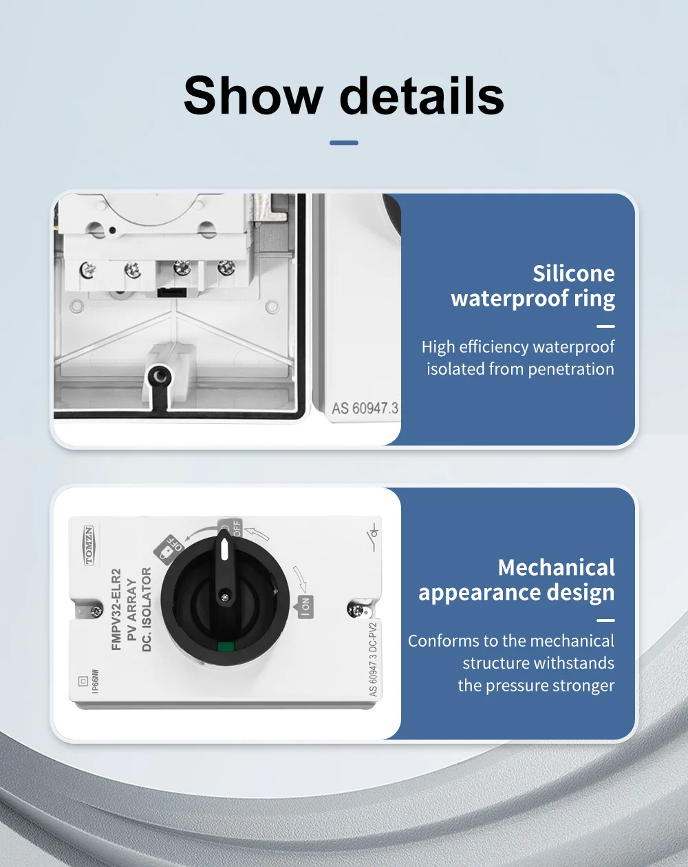 TOMZN 4P PV DC 1200V 32A IP66 Waterproof Solar Rotating Handle Isolator Rotary Switch Disconnector for Solar Distribution Box