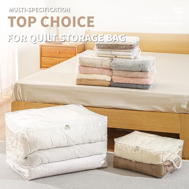 Clear Zippered Storage Bag Plastic Storage Bag for Blanket Clothes Quilt Moving Bag