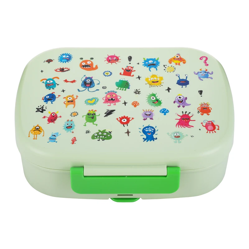 Personalized Multi Purpose Lovely Little Monsters Portable Large Capacity Plastic Lunch Box for Kids Child