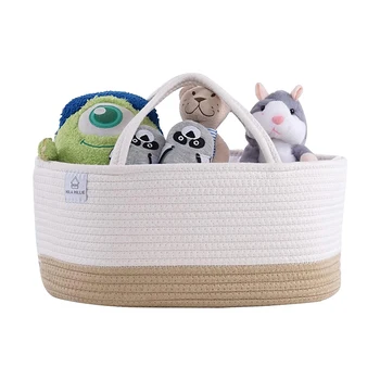 Ins type cotton rope baby nursery diaper caddy storage bag  basket mommy nappy bag