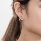 Lapis Stud Lapis Irregular 14K Gold Plated Natural Stone Lapis Stud Earrings