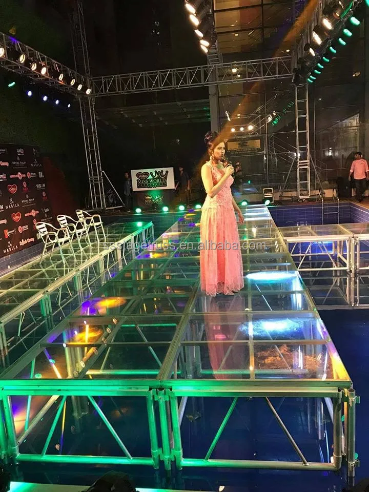 product aluminum assembly stage acrylic transparent stage platform adjustable height for wedding party concert show-3