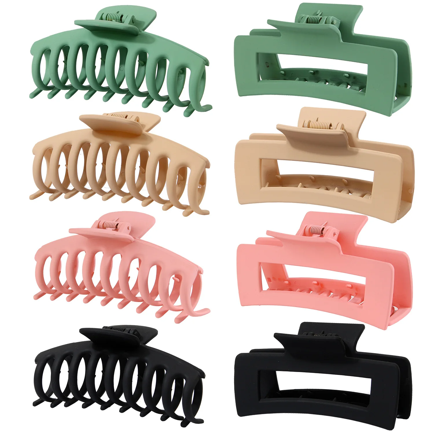8 Pack Hair Clips Set Large Hair Claw Clips Big Matte Strong Hold Jaw Clips For Women's Thick Curly Hair